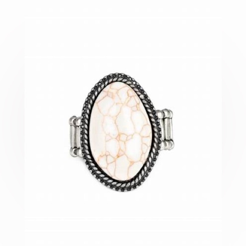 *White crackle stone ring.